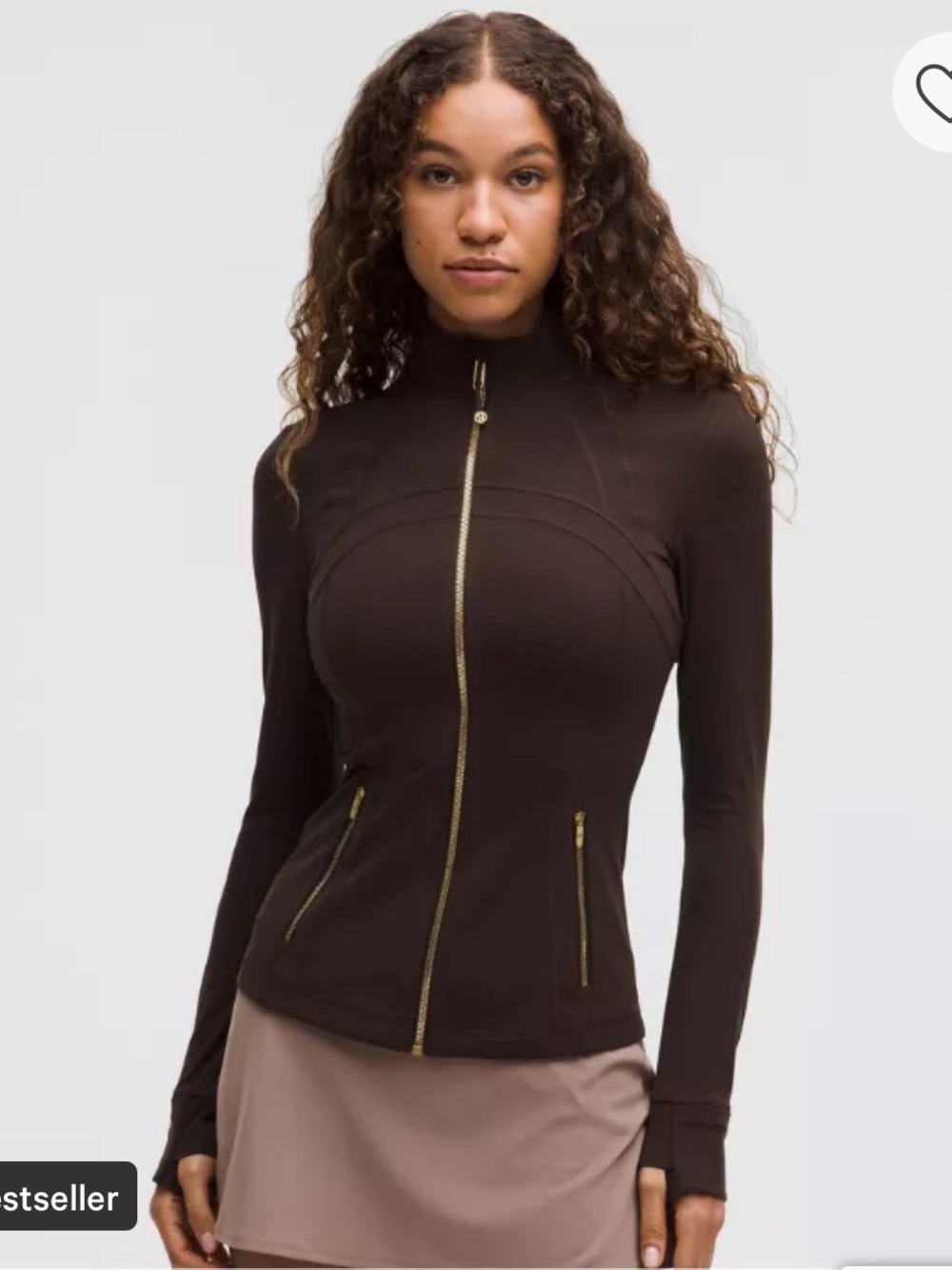 lululemon athletica Brown Full-Zip Jacket with Gold Zippers